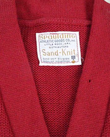 1960s Spaulding Sand Knit Varsity Cardigan Sweater