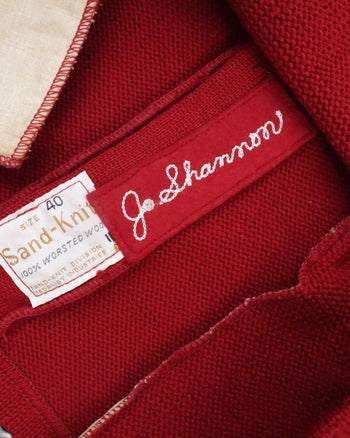 1960s Spaulding Sand Knit Varsity Cardigan Sweater