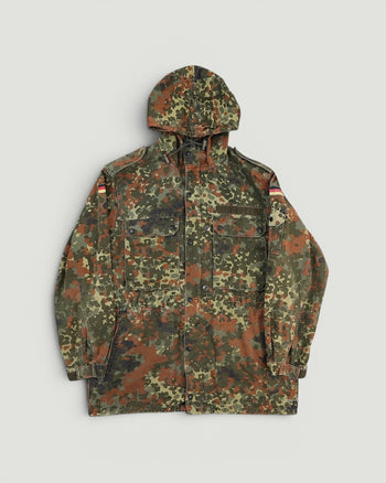 1990s German Military Camouflage Zip Hooded Jacket