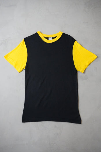 Black and Yellow Colorblock Crewneck T-Shirt