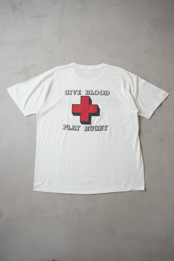 Give Blood Play Rugby White Graphic T-Shirt