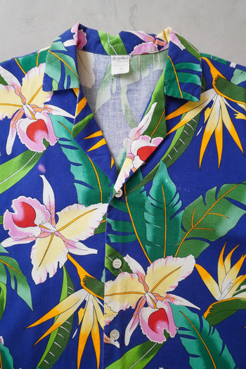 Angelica Blue Tropical Floral Hawaiian Shirt