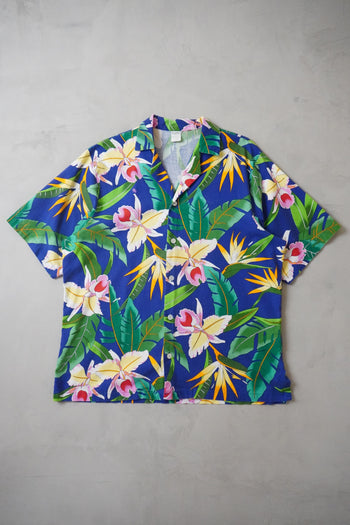 Angelica Blue Tropical Floral Hawaiian Shirt