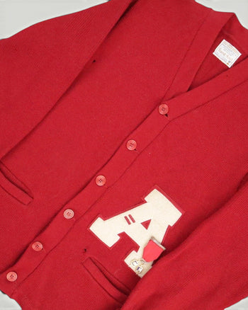 1960s Spaulding Sand Knit Varsity Cardigan Sweater