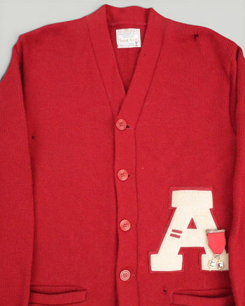 1960s Spaulding Sand Knit Varsity Cardigan Sweater