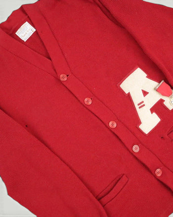 1960s Spaulding Sand Knit Varsity Cardigan Sweater
